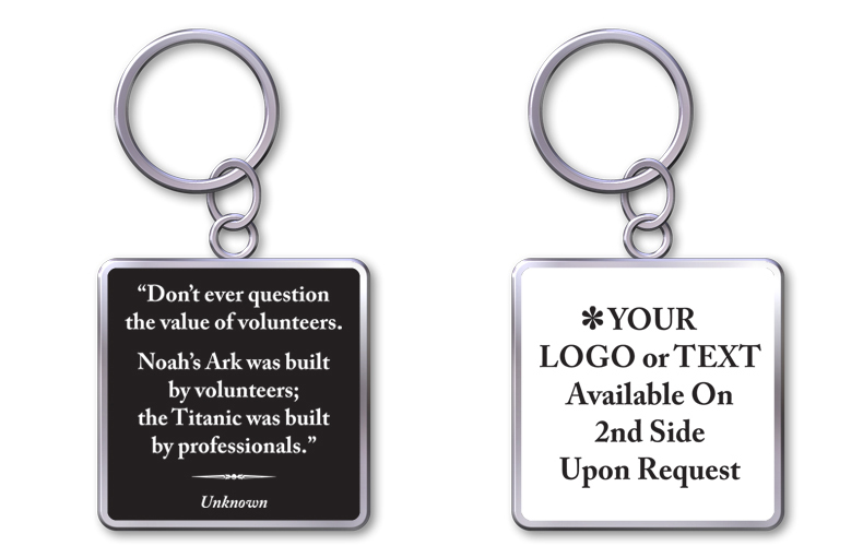Keychain With Quote"The Value Of Volunteers"
